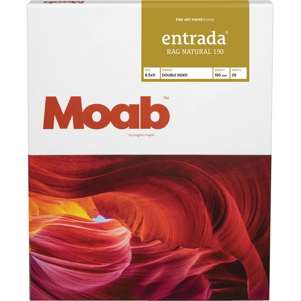 Moab Entrada Rag l 190 Paper (8.5 x 11"", 25 Hojas) - 100% Fibra de Algodón, 190 gsm, 15.5 mil,