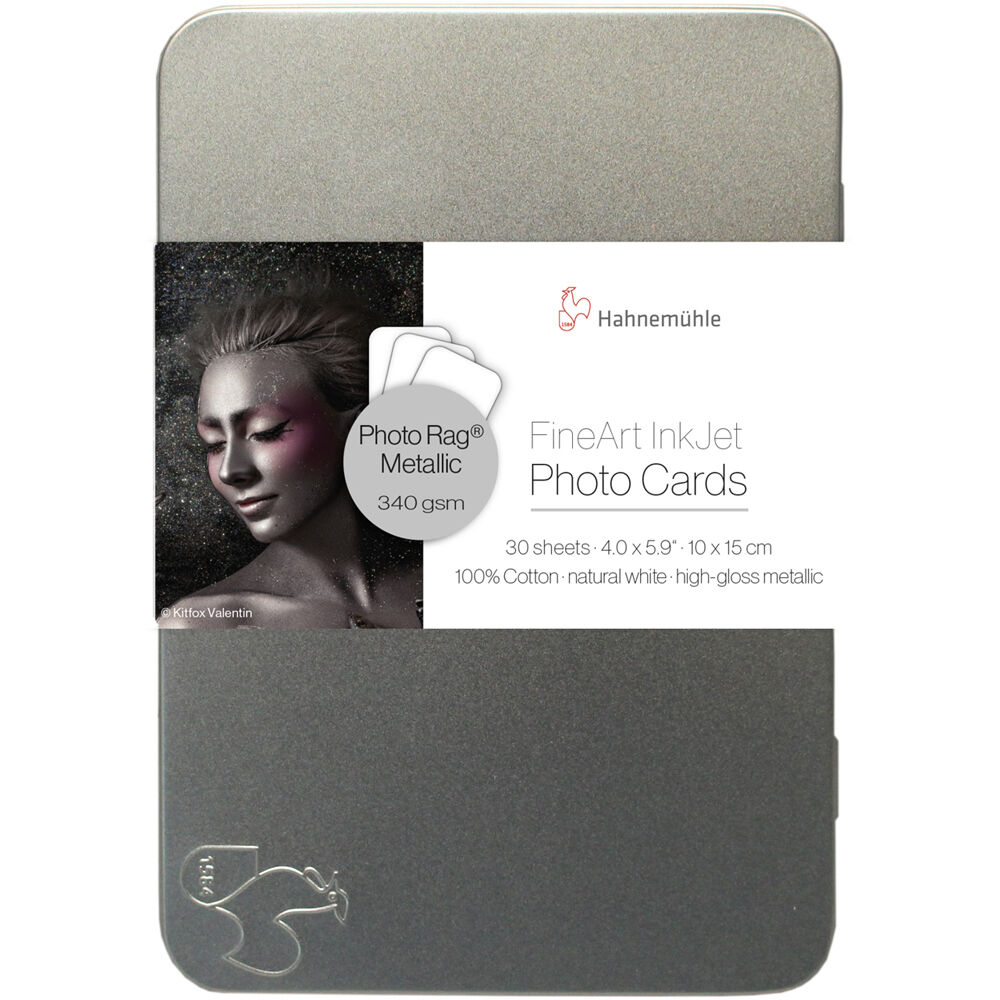 Tarjetas Fotográficas Hahnemühle Photo Rag Metallic con Esquinas Redondeadas (4 x 6"", 30 Hojas) - Pa