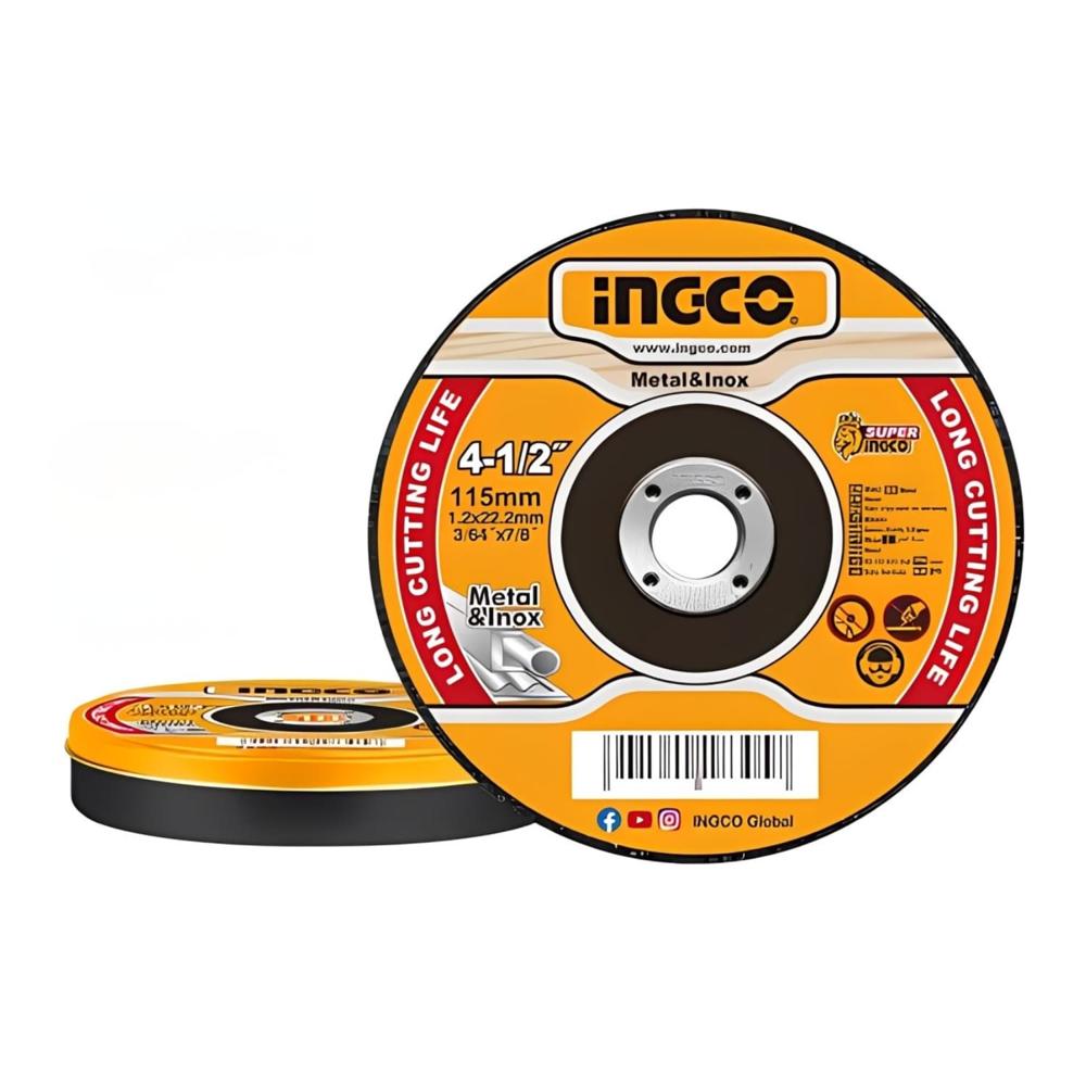 Disco Corte Metal 4.1/2" x 3/64" x 7/8" Ingco set x 10 pcs MCD121155