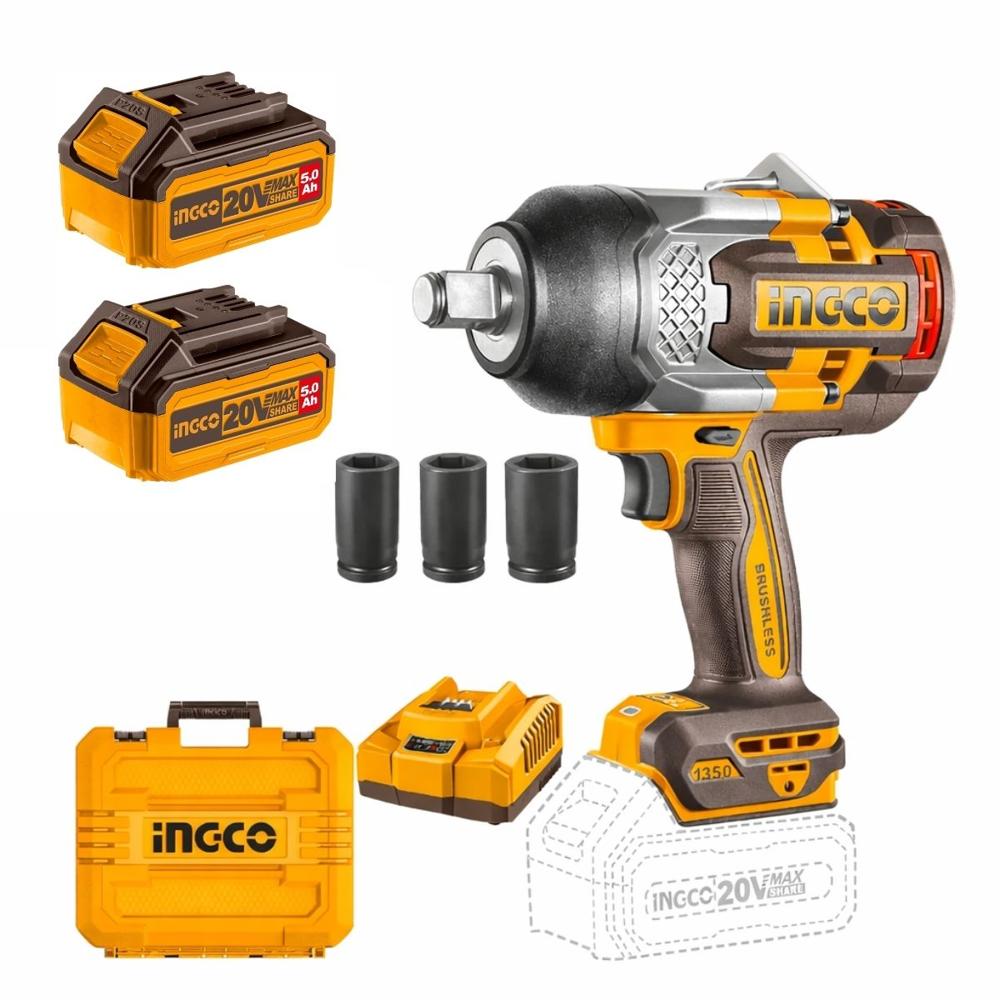 Llave De Impacto 1350Nm 3/4" + 2 Bat 5Ah CIWLI20135 INGCO