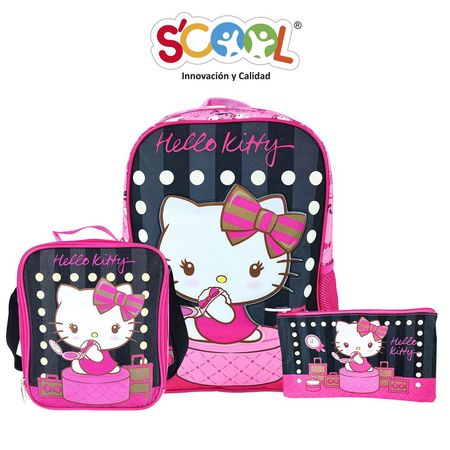 Pack Mochila + Lonchera+ Cartuchera Hellokitty De Tela