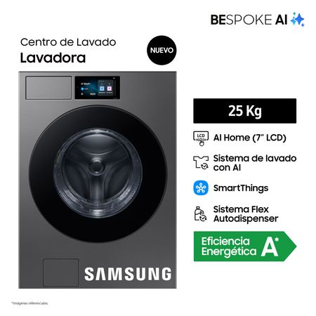 Lavadora Samsung 25Kg WF90F25ADSPE Acero Oscuro