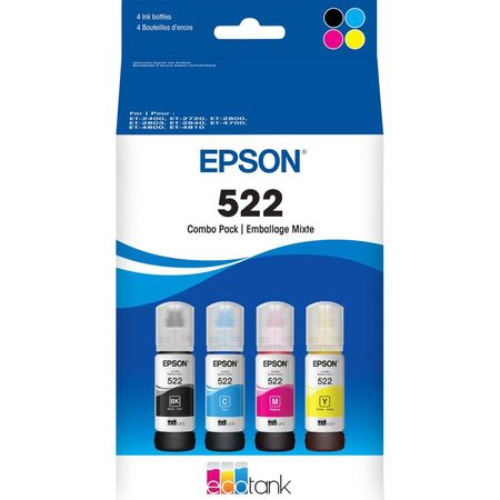 Epson T522 Pack de Botellas de Tinta EcoTank (Negro, Cian, Magenta, Amarillo) 1833753-REG