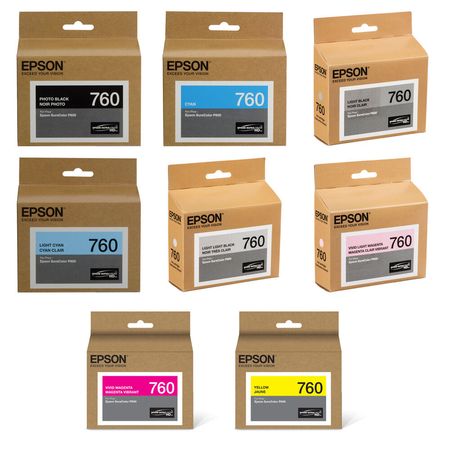 Kit de Cartuchos de Tinta Epson T760 Ultrachrome HD de Ocho Tintas con Negro Fotográfico para Impres 1342582-REG