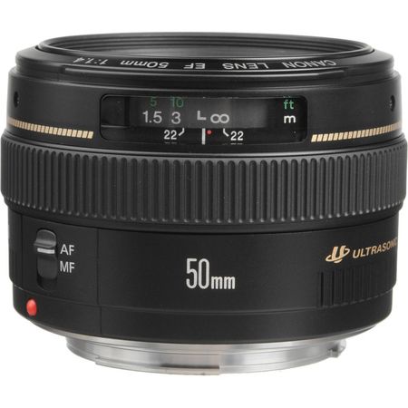 Lente Canon EF 50mm f/1.4 USM - Montura EF, Formato Full-Frame, Abertura f/1.4 a f/22, Elementos de 12140-USA