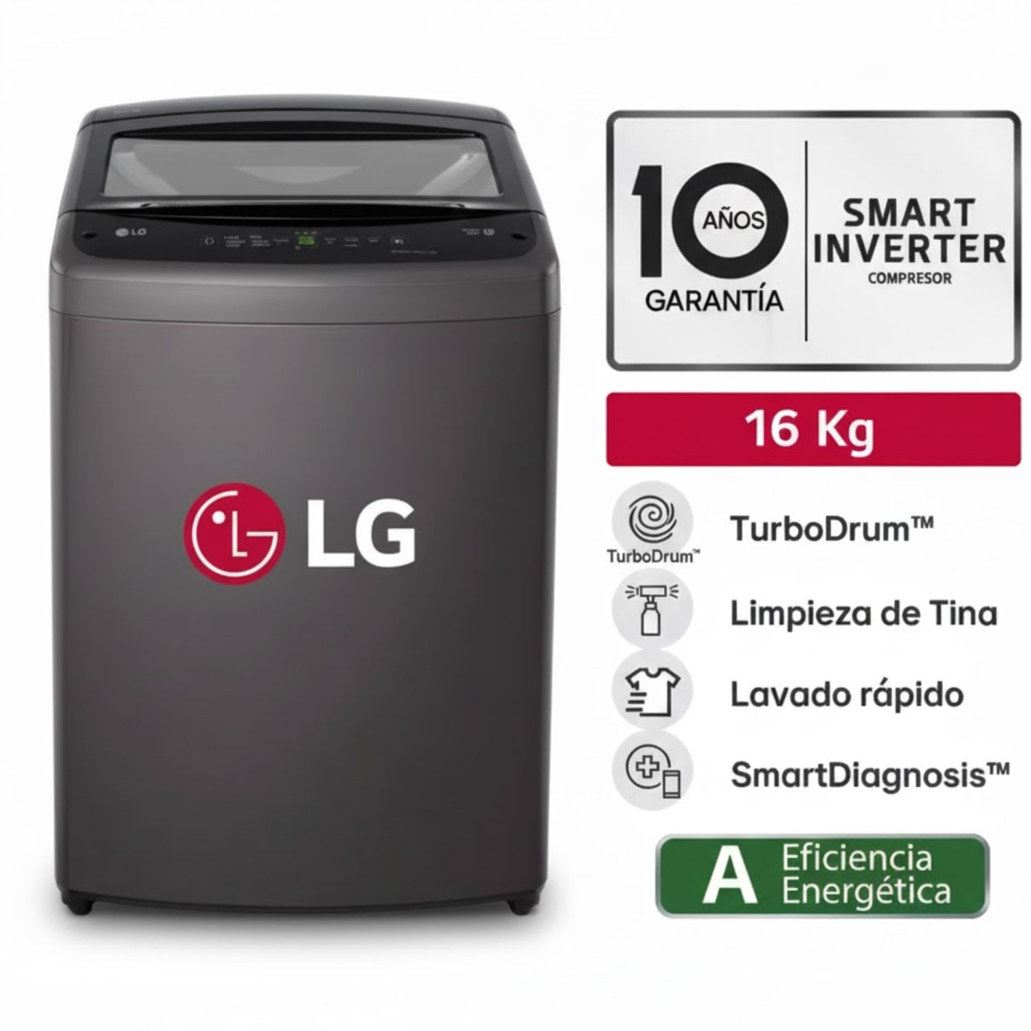 LAVADORA LG WT16BVTB 16 KG TURBODRUM CARGA SUPERIOR NEGRO