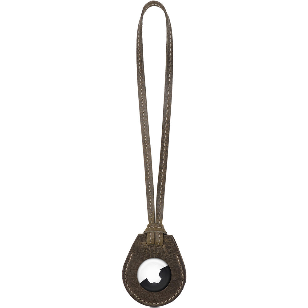 Funda de Cuero Genuino Londo para AirTag con Correa de Cuello (Verde) - Cuero de Grano Superior, Pro