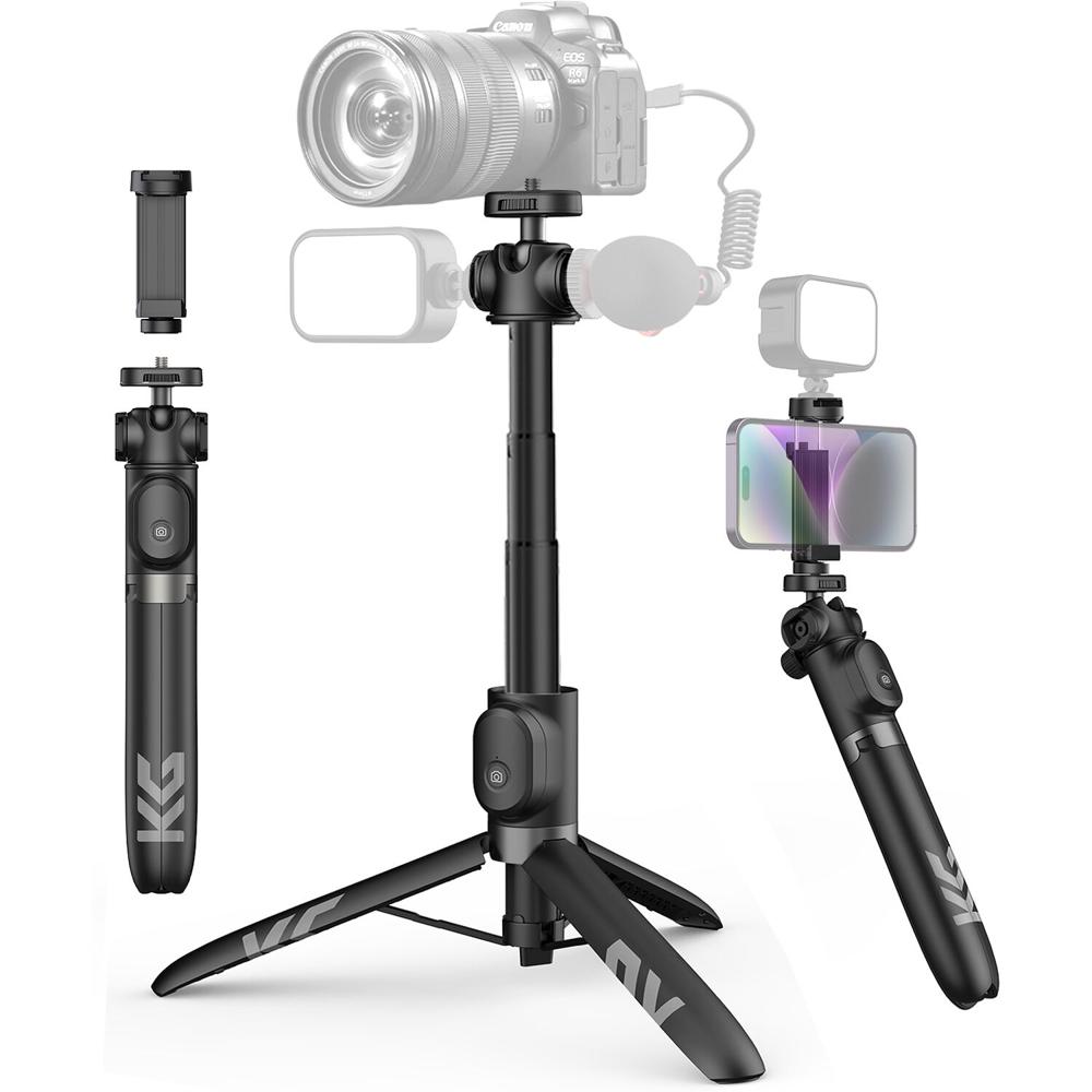KraftGeek Trípode de Vlogging de 42"" (Negro) - Soporte para Selfie, Ajustable, con Control Remoto Bl