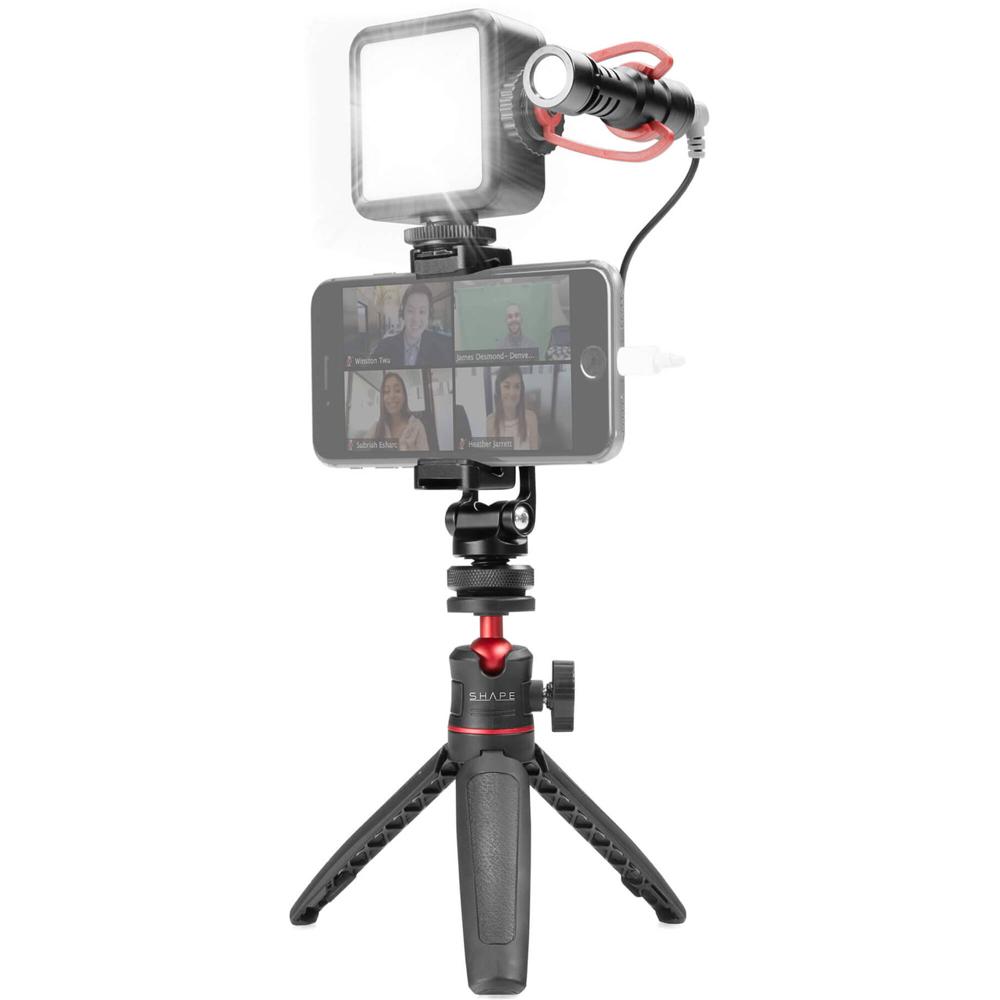 Kit de Vlogging SH para iPhone con Trípode Telescópico, Luz LED y Micrófono