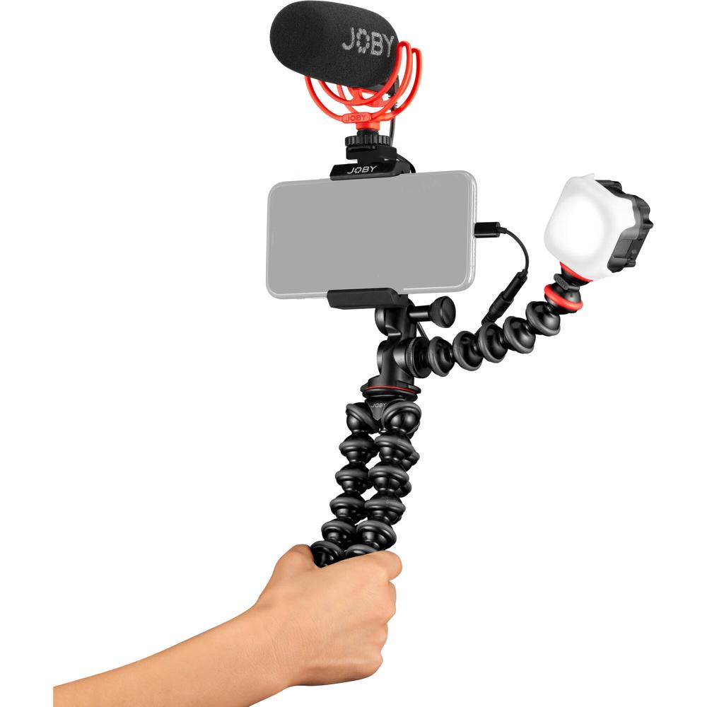 KIT DE VLOGGING AVANZADO JOBY GORILLAPOD: SOPORTE PARA MÓVILES, MICRÓFONO Y LUZ LED