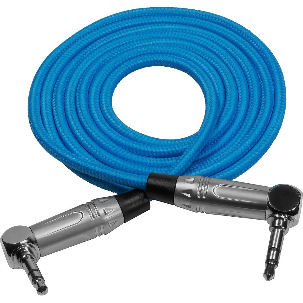 Kondor Blue Cable de Audio Estéreo TRS de 3.5mm en Ángulo Recto (48"") - Compatible con Micrófonos Es