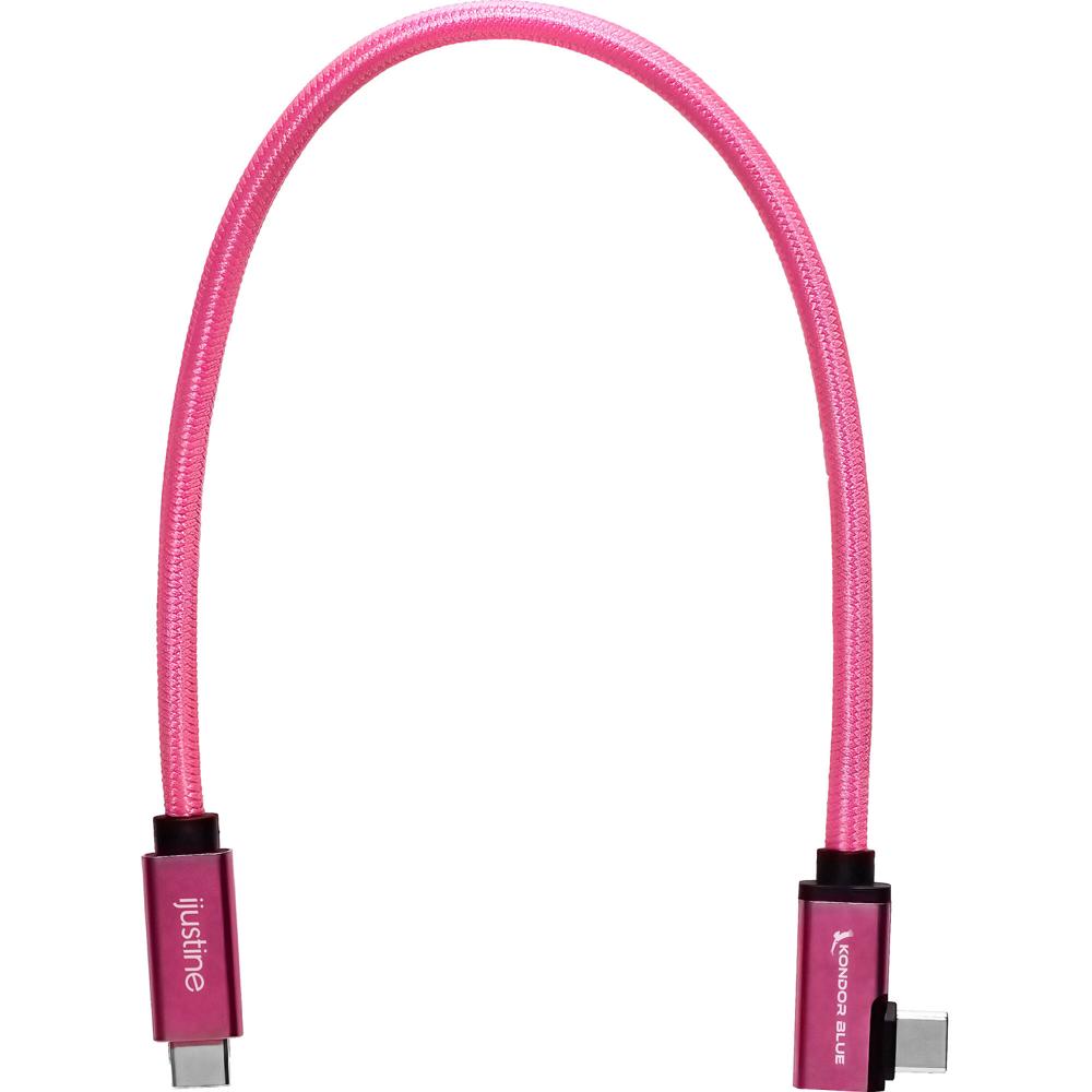Kondor Blue iJustine Cable USB-C 3.2 Gen 2 de Ángulo Derecho (1', Rosa) - Conectores Reforzados, Vel