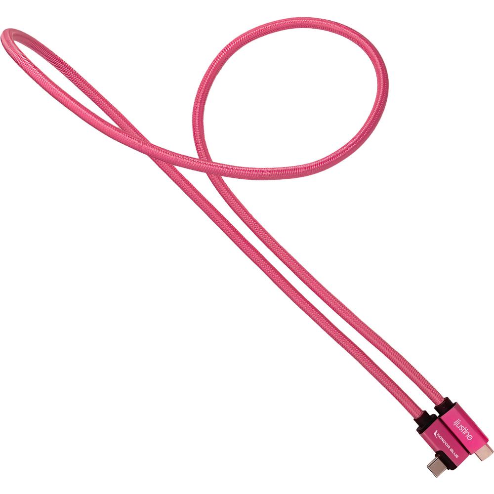 Kondor Blue iJustine Cable USB-C 3.2 Gen 2 de 3' (Ángulo Derecho, Rosa) - Velocidad de Transferencia