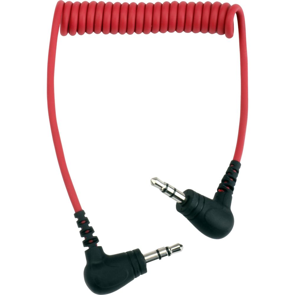 Kopul CMX-RC30 Cable Estéreo Mini Enrollado de Ángulo Recto (Rojo, 8 a 24"") - Conectores de 3.5mm Ba