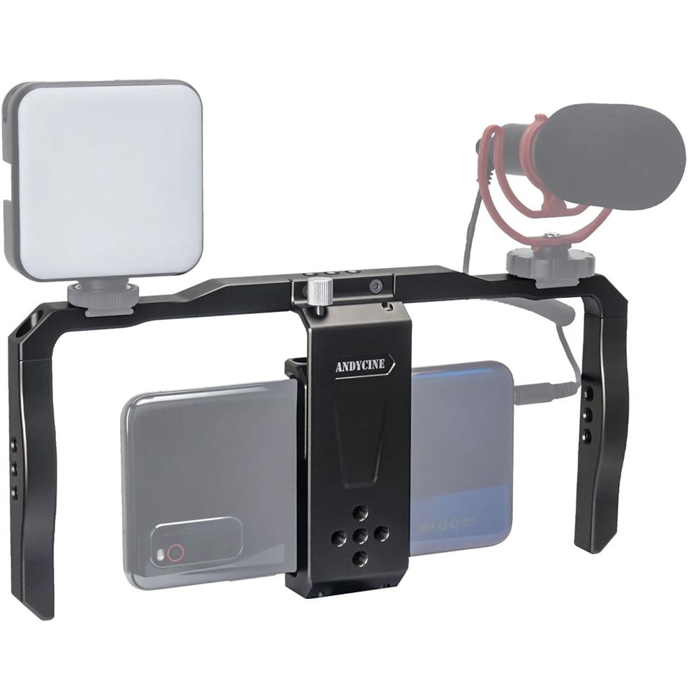 ANDYCINE Soporte de Aluminio Dual-Grip para Smartphone - Estabilidad para Vlogs y Videos, Compatible