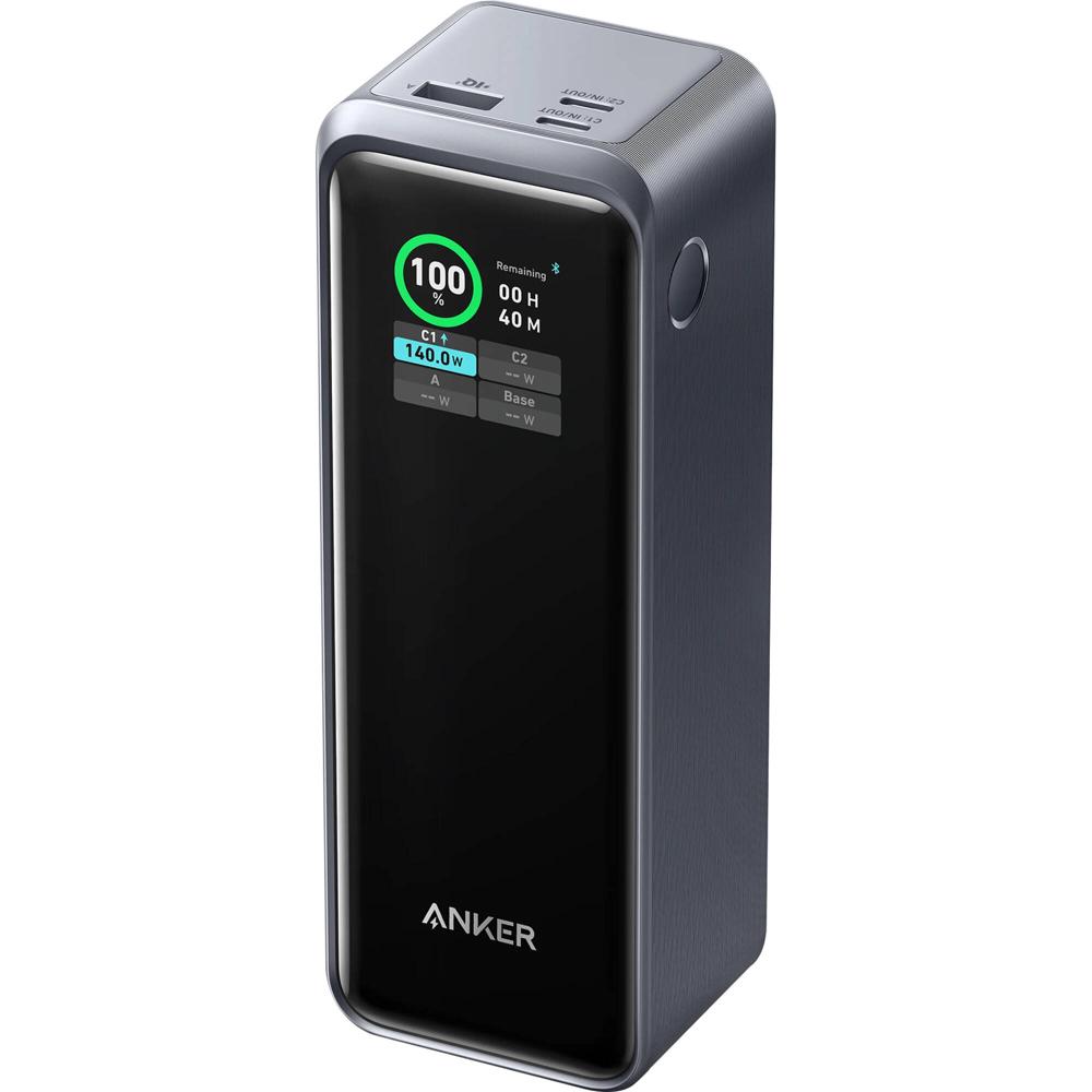 ANKER Power Bank de 3 Puertos 250W con Pantalla LCD (27,650mAh, Negro) - Carga Simultánea de 3 Dispo