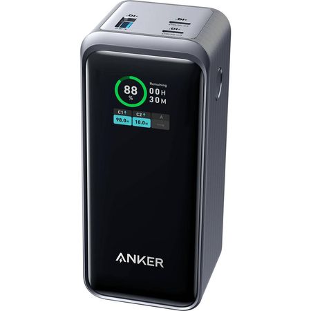 ANKER Power Bank de 3 Puertos 200W con Pantalla LCD (20,000mAh, Negro) - Carga 3 Dispositivos Simult 1802311-REG