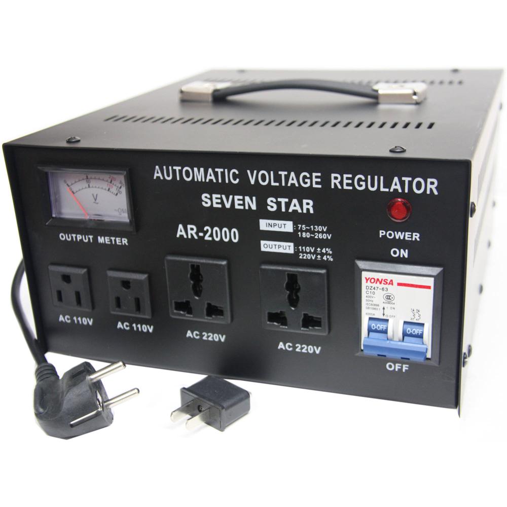 Regulador de Voltaje Automático Sevenstar AR-2000 para Electrónica de 2000W - Adaptador de Enchufe I