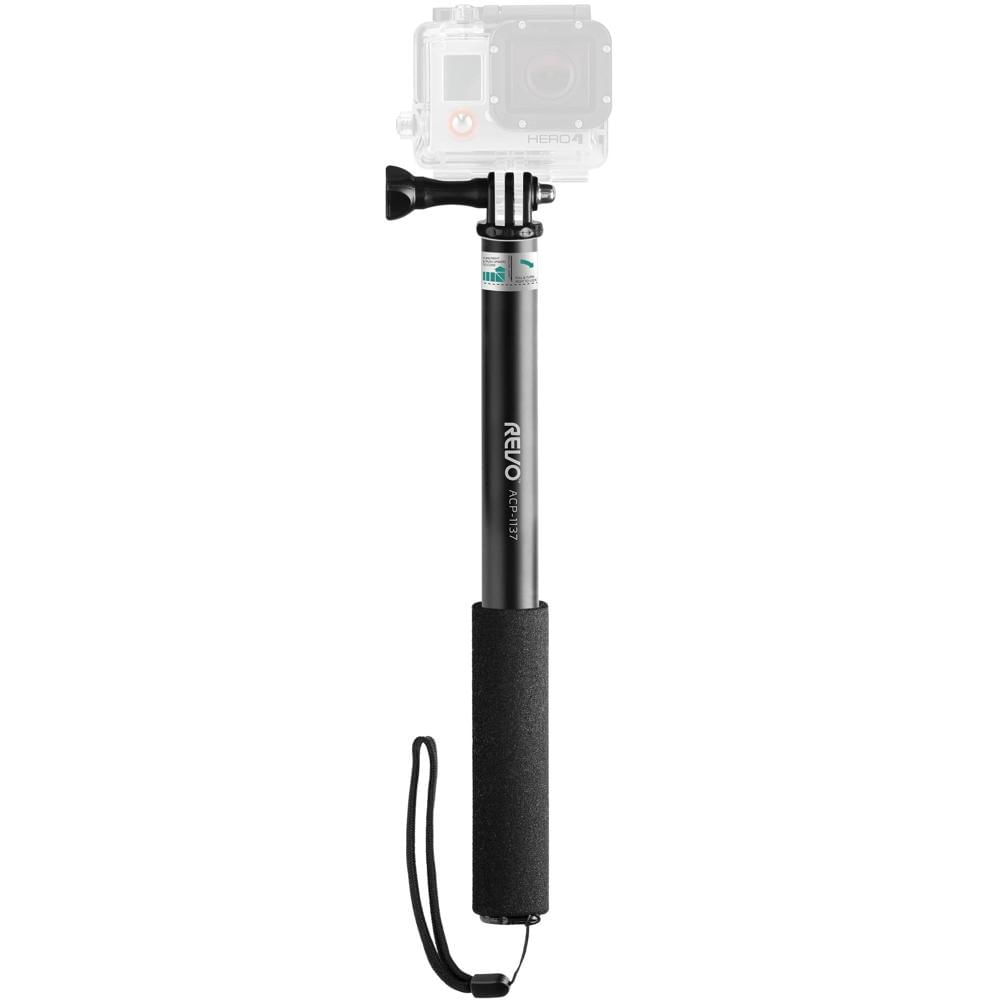 Revo Selfie Stick Ajustable (11-37"") - Capacidad de Carga 2 lb, 4 Secciones, Montaje para GoPro y Te