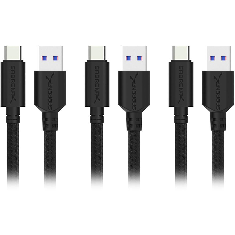 Sabrent Cable USB 3.0 Tipo-C Macho a Tipo-A Macho para Sincronización y Carga (3', Negro, Paquete de