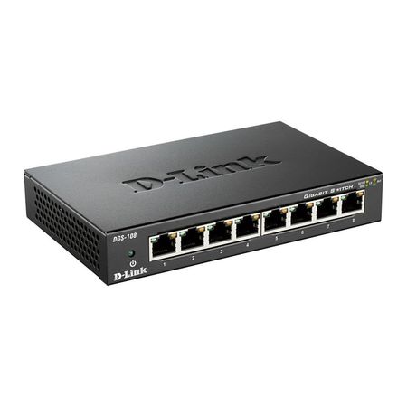 Switch D-Link Dgs-108, 8 Puertos Gigabit Ethernet, Gestión Plug-And-Play, Ideal Para Redes Hogar Y DGS-108