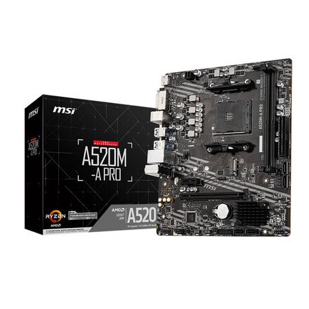 Placa Base Msi A520M-A Pro Am4, Chipset Amd A520, Formato Matx, Ideal Para Pcs De Alto Rendimiento A520M-A PRO