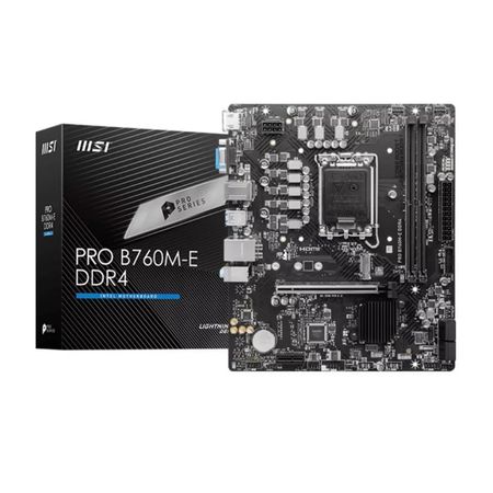 Placa Base Msi Pro B760M E Ddr4 Lga 1700, 64Gb Ram, 4800Mhz, Hdmi Y Vga, Ideal Para Gaming. PRO-B760M-E-DDR4