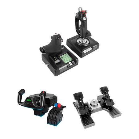 Logitech G Flight Yoke System Kit con Pedales de Timón y Controlador de Simulación H.O.T.A.S Throttl 1714124-REG