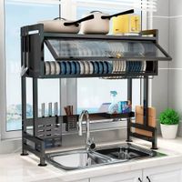 ORGANIZADOR Y ESCURRIDOR DE PLATOS DE 2 NIVELES CON TAPA DE 85 CM