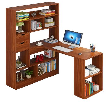 ESCRITORIO CON ESTANTE MODELO ENTRELAZADO COLOR SPALLI MADERADO ES1000262