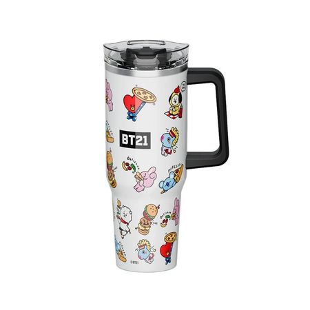 Mug Termo BT21 Personajes Completos KPop Kawaii 1200 ML Mug Termo BT21 BTS Kpop Kawai Chibi con asa 1200 ML