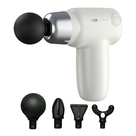 Pistola Masajeadora Para Cuerpo Entero Con 4 Cabezales Blanco