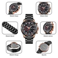 Reloj Skmei 9192 NEGRO BORDES ORO ROSA CORREA ACERO Negro Talla única