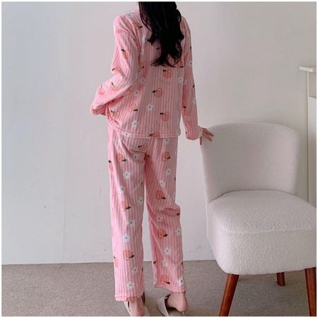 Pijama de Felpa 2 Piezas Kawaii Mujer Rosa Estandar