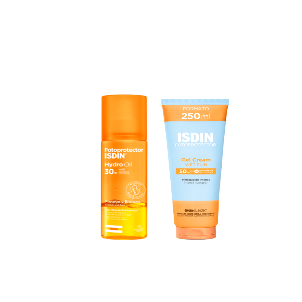 2x1 Isdin Gel Crema Wet Skin 50+ 250ml + Hydro Oil Spf 30 200 Ml