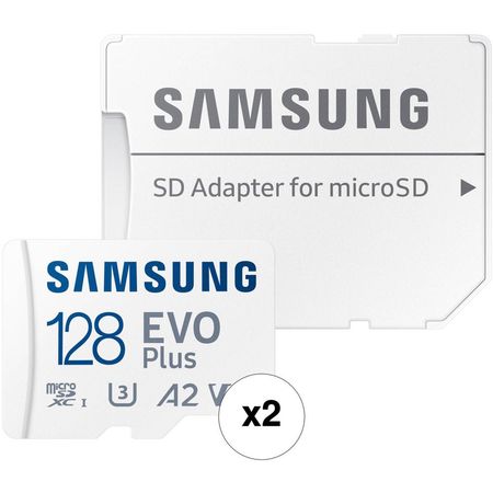 Tarjeta de Memoria Samsung 128GB EVO Plus UHS-I microSDXC con Adaptador SD (Paquete de 2) - Velocida 1689016-REG