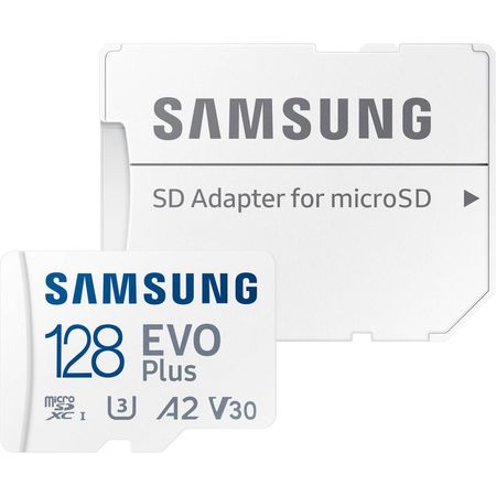 Tarjeta de Memoria Samsung 128GB EVO Plus UHS-I microSDXC con Adaptador SD - Velocidad de Lectura 13 1658161-REG