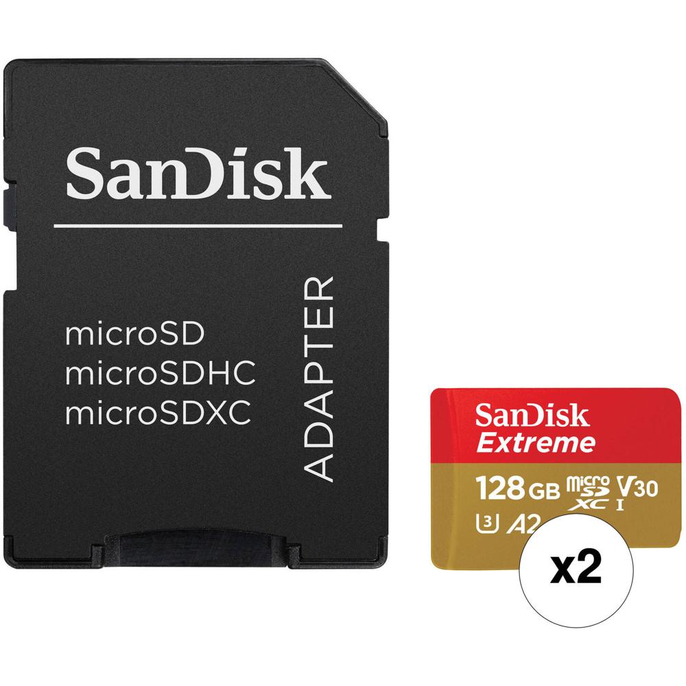 Tarjeta de Memoria SanDisk 128GB Extreme UHS-I microSDXC con Adaptador SD (Paquete de 2) - Velocidad