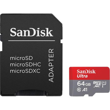 Tarjeta de Memoria SanDisk 64GB Ultra UHS-I microSDXC con Adaptador SD - Velocidad de Lectura 140 MB 1728981-REG