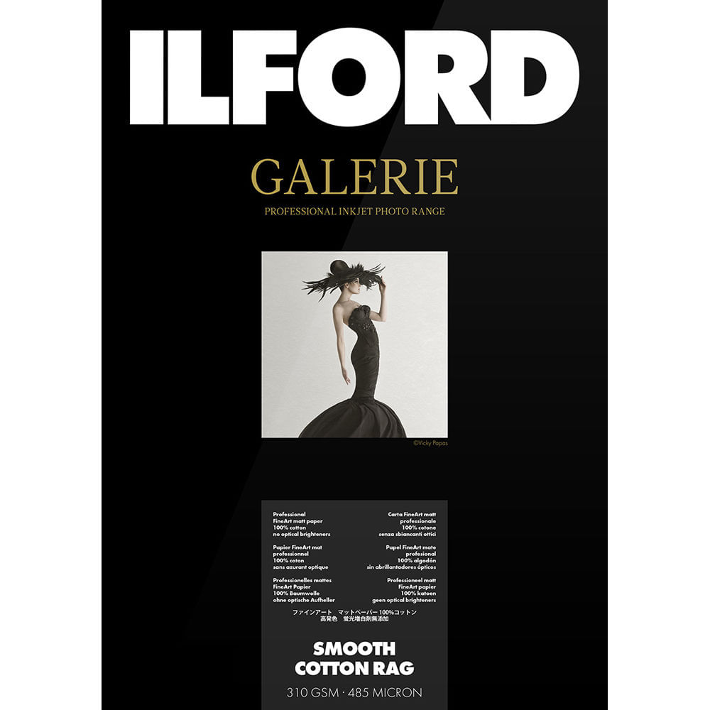 Ilford GALERIE Smooth Cotton Rag Paper (8.5 x 11"", 25 Hojas) - 100% Algodón, 310 gsm, 19 mil, >98% O