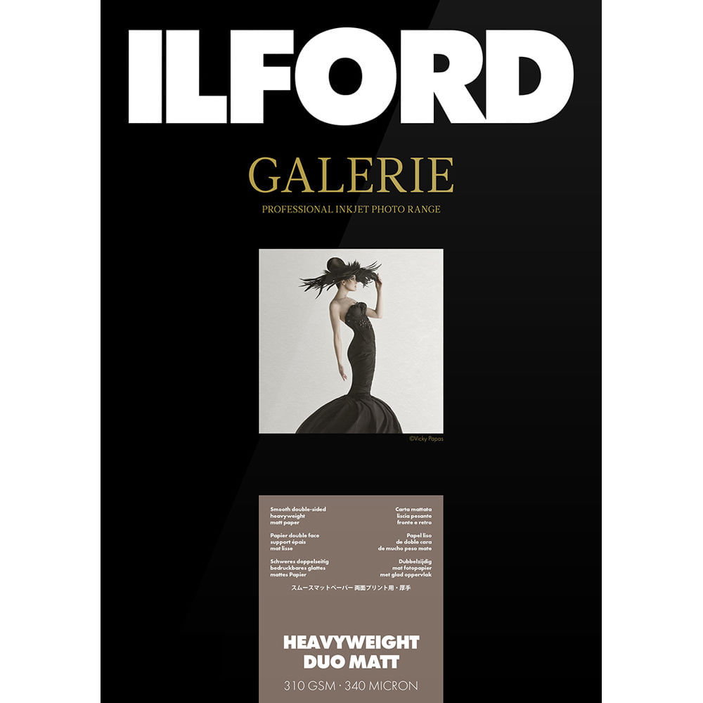 Ilford GALERIE Papel Doble Cara Heavyweight Duo Mate (13 x 19"", 50 Hojas) - 310 gsm, 13 mil, 99% Opa