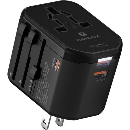 Adaptador de Corriente Universal PowerPeak con Puertos USB-C/USB-A y Protección de Seguridad 1795599-REG