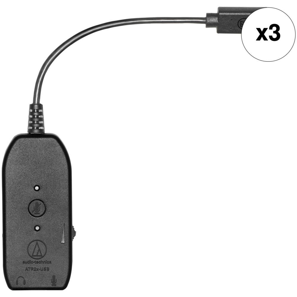 Adaptador de Audio Audio-Technica ATR2x-USB 3.5mm a USB 2.0 Tipo-C (Paquete de 3) - Compatible con W