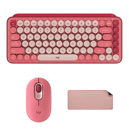 Logitech Wireless POP Keys & Silent Mouse + Estera de Escritorio Studio (Corazón Roto) - Conectivida 1690291-REG