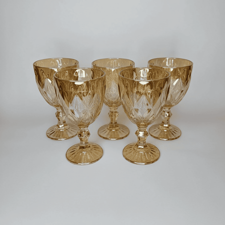 Copas de vino o agua vintage Dorado Copas Vintage Labradas de Vidrio Dorado Elegancia para Vino o Agua