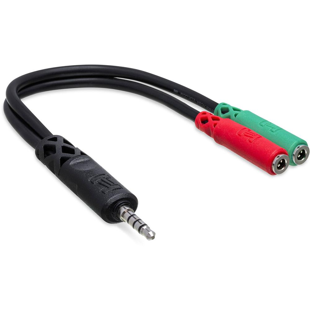 Cable de Desglose para Auriculares y Micrófono Hosa Technology - Conector 3.5mm TRRS Macho a Doble 3