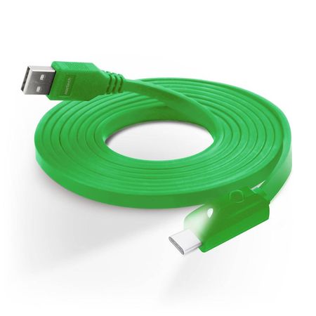 Cable de Carga/Sincronización Naztech USB Tipo-C a Tipo-A con Luz LED (6', Verde) 1398850-REG