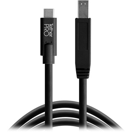 Cable Tether Tools TetherPro USB Tipo-C Macho a USB 3.0 Tipo-B Macho (15', Negro) - Conexión de Cáma 1387538-REG