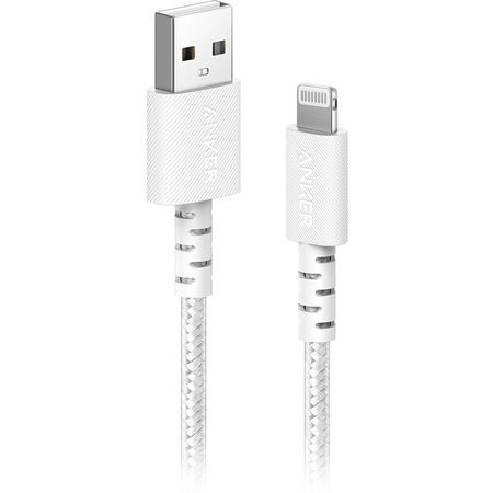 Cable Trenzado ANKER Powerline Select+ USB-A a Lightning (3', Blanco) - Soporte USB 2.0, Transferenc 1802322-REG