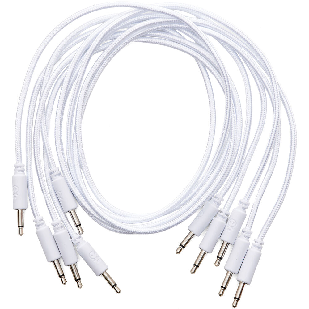 Cables de Parche Trenzados Erica Synths Eurorack (Blanco, Paquete de 5, 23.6"") - Alta Calidad, Conec